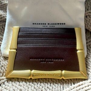 NIB Brandon Blackwood Bamboo Card Holder in Cognac-SOLD OUT